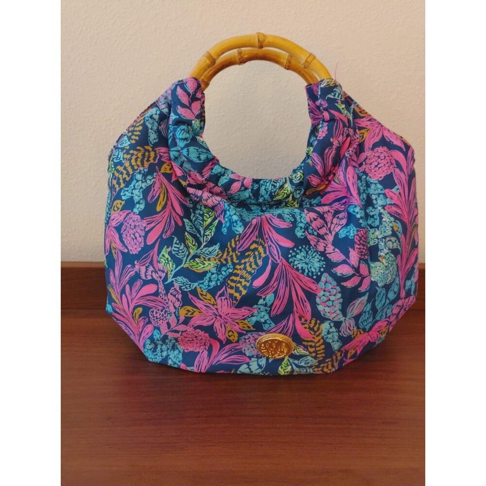 Lilly Pulitzer Bamboo Bag in Aegan Navy Purple Calypso Coast